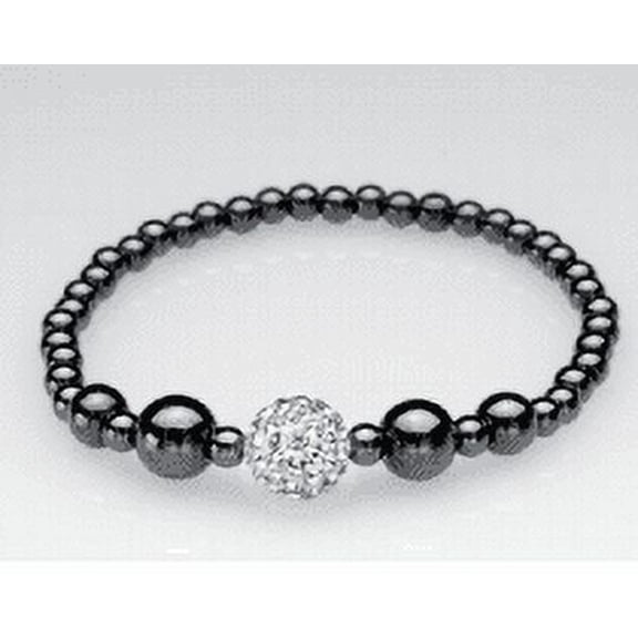 MagneHealth Single Silver Crystal Ball Magnetic Stretch Bracelet Size 7