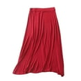 thumbnail image 4 of MIXUE Skirts For Women Summer Solid Color Elastic Waist Loose Maxi Skirt Daily-Wear,Red,XL, 4 of 5