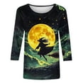 thumbnail image 5 of VKOYWKM Womens Tops 3/4 Sleeve Halloween Shirts Vintage Witch Graphic T Shirts Fall Crew Neck Loose Fit Halloween Costume Blouses, 5 of 5