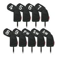 thumbnail image 1 of 9 piezas Golf Iron Headcover Set, Golf Club Head Cover 4-9,PW,SW,AW Cuello Impermeable PU de material cuero la adaptaciónción a las , negro DYNWAVEMX Cubierta de cabeza de hierro de golf, 1 of 8