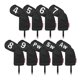 thumbnail image 1 of 9x Golf Headcover Set, Golf Head Cover con gran número 7,8,9,PW,SW, Protección Cuello Impermeable Guardia Accesorios para golf , negro Soledad Cubierta de cabeza de hierro de golf, 1 of 10