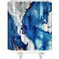 thumbnail image 3 of Abstract Marble Shower Curtain Blue Texture Watercolor Art Mix Luxury Modern Ink Painting Pattern Fabric Bathroom Decor Set with Hooks（36" WX70 H）, 3 of 5