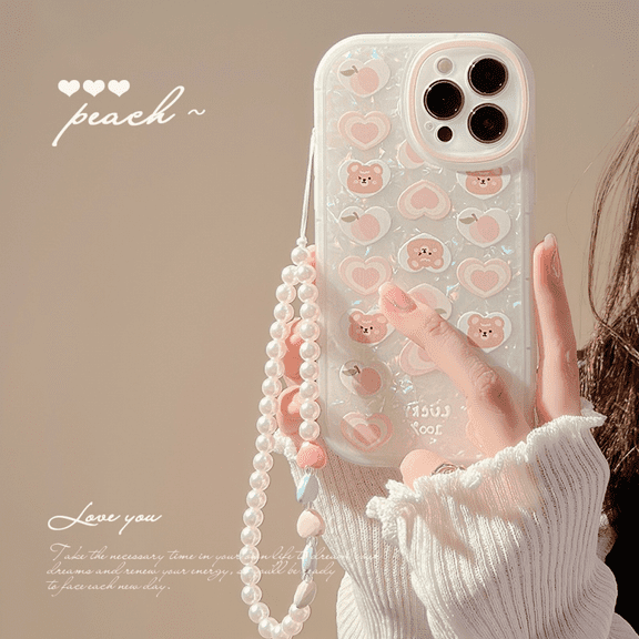 Phone case Diagonal rope neck strap Chain Lovely flower girl Lady necklace silicone shock-proof case for iPhone 11pro