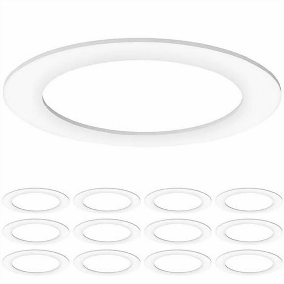 Sunco 12 Pack Goof Rings for 6 Inch Recessed Lights, Flush Mount White Can Light Trim Ring Cover, Outer Diameter 8.6 Inch, Inner Diameter 6.2 Inch, Paintable Surface, Matte Finish