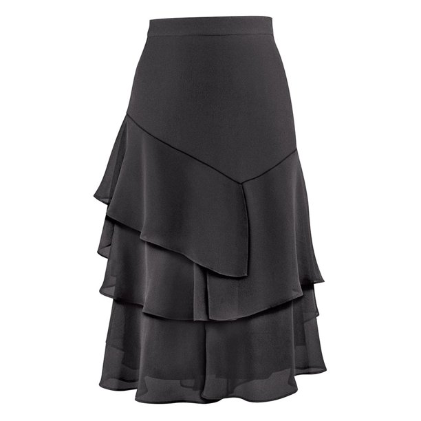 Collections Etc. Triple Tiered Chiffon Ruffled Skirt with Elastic Waistband Stylish Outfit