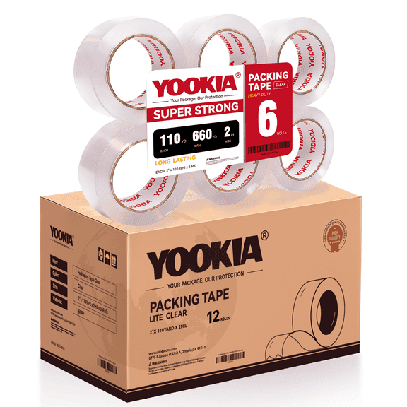 Packing Tape Clear, 110 Yds x 2" x 2 Mil Heavy Duty Shipping Moving Packaging Tape- 36 Rolls