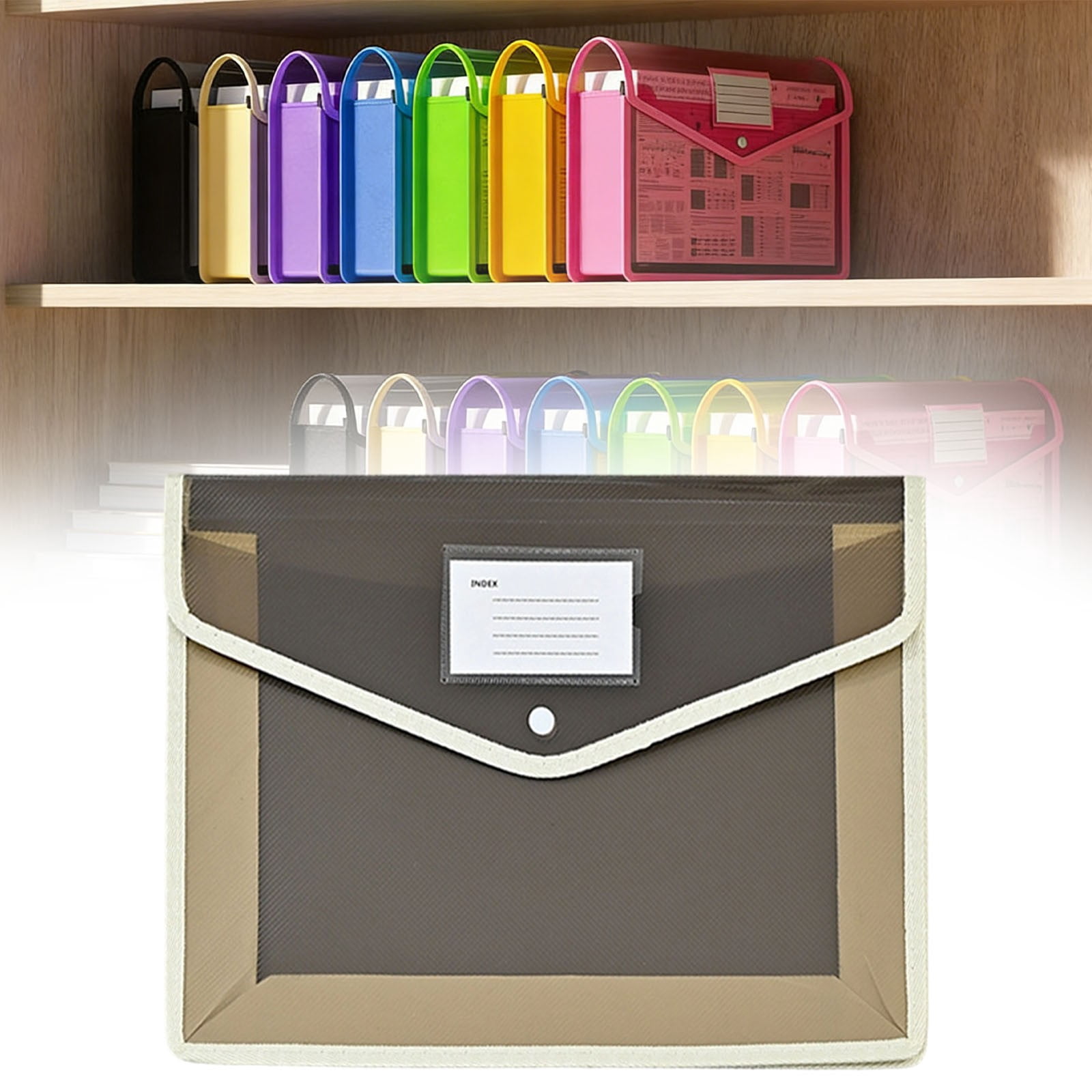 PPKVUFD 1Pcs Plastic Expanding File Folder, Envelope Folders for Documents, Waterproof Transparent Expandable File Folder, Large Capacity, Fit Letter/A4 Size