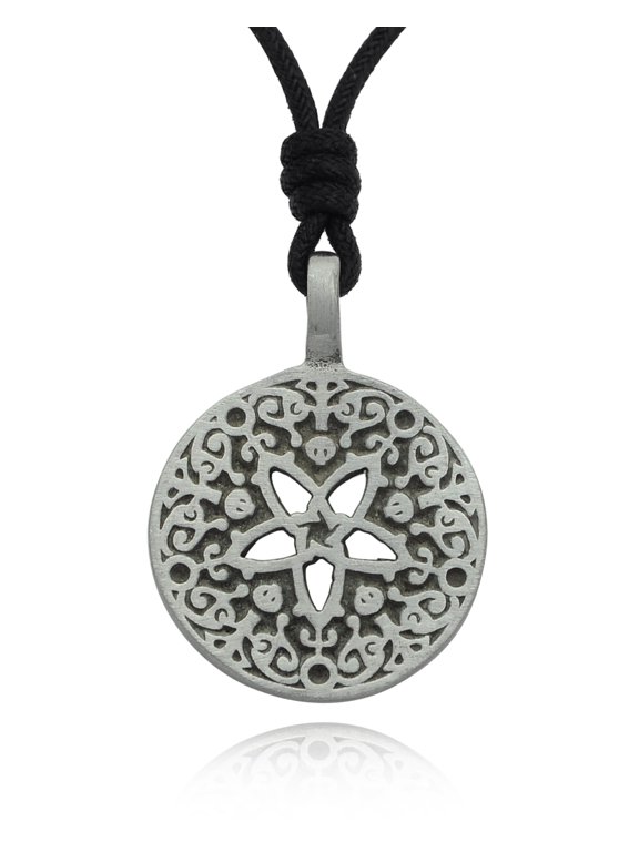 New Celtic Design Art Silver Pewter Charm Necklace Pendant Jewelry With Cotton Cord