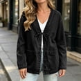 thumbnail image 6 of Cmtiyu Denim Jacket for Women, Long Sleeve Drawstring V Neck Open Front Washed Denim Jackets, Casual Loose Fit Outerwear Jacket with Pockets, S-3XL, 6 of 9