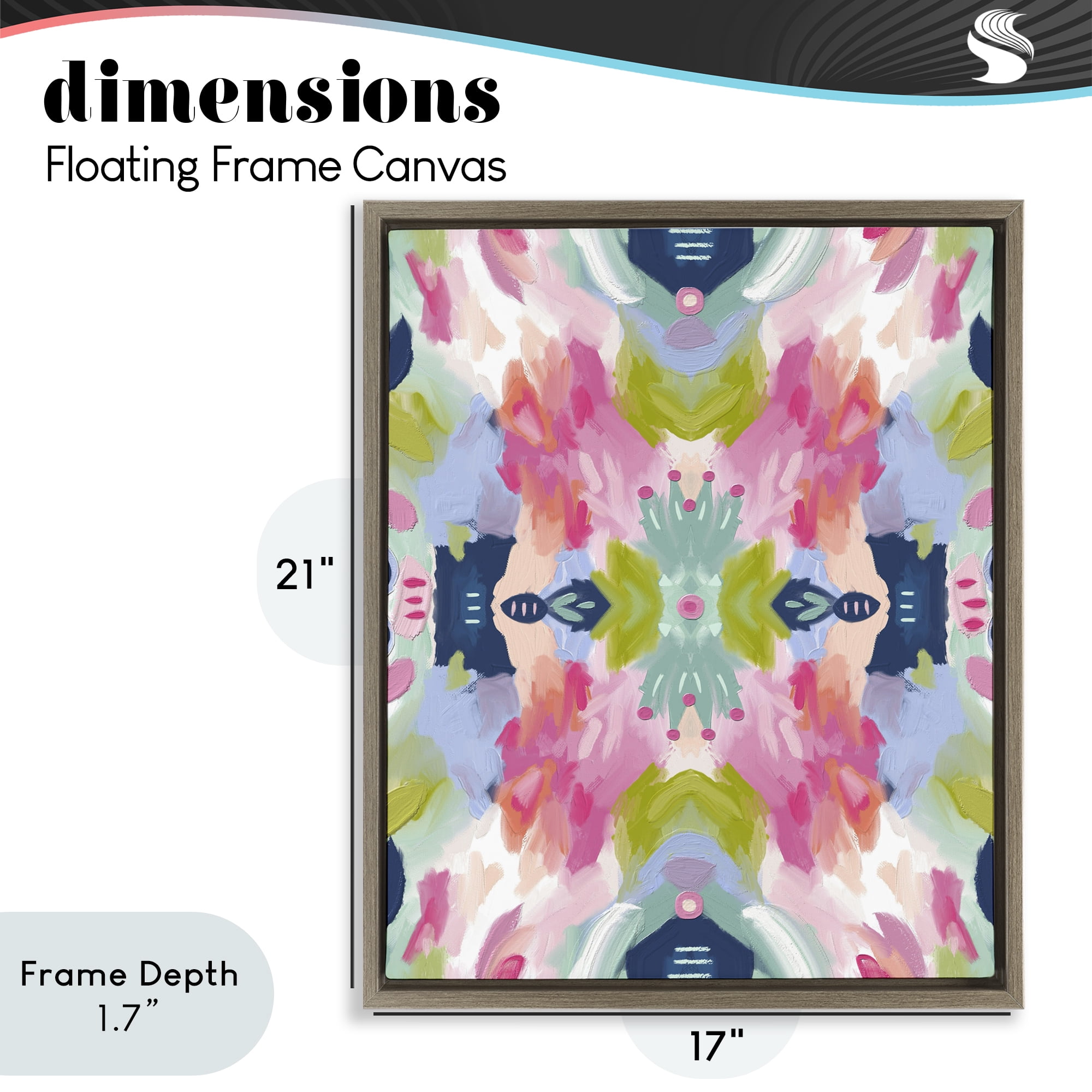 Stupell Industries Kaleidoscopic Floral Mandala Brown Framed Floater Canvas Wall Art, design by Lisa Nohren