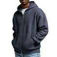 thumbnail image 3 of WAENQINLA Sweatshirt Hoodies for Men Waffle Full Zip Up Hooded Sweatshirts Solid Color Long Sleeve Casual Loose Fit Hoodie Coats Navy XXXXXL, 3 of 9