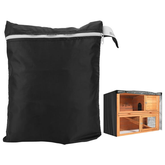 Nikou Housse Anti-poussière pour clapier à Lapin - Accessoire Double Couche en Tissu Oxford étanche, Anti-poussière et Coupe-Vent pour Cage à volaille(Noir)