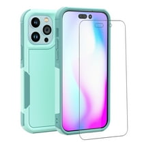 NIFFPD iPhone 14 Plus Case with Screen Protector, Shockproof Full Coverage Protective Cover Phone Case for iPhone 14 Plus 6.7" Green
