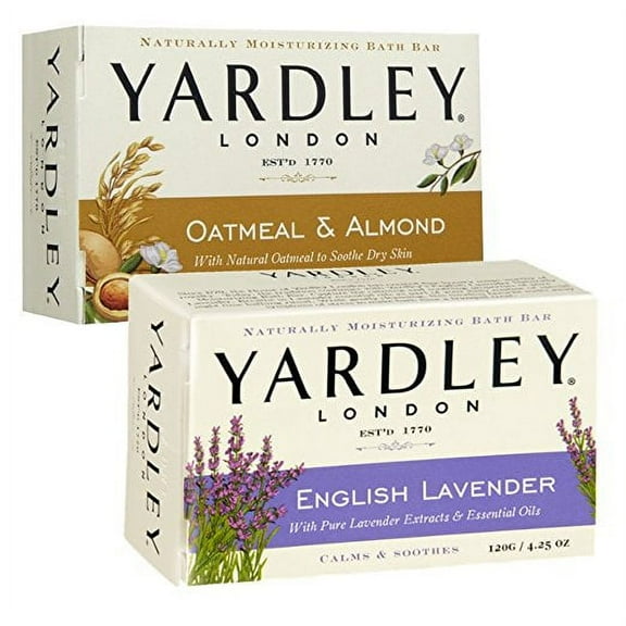 Yardley London Moisturizing Bath Bar Oatmeal & Almond , English Lavender 4.25 oz Set-Pack of 3