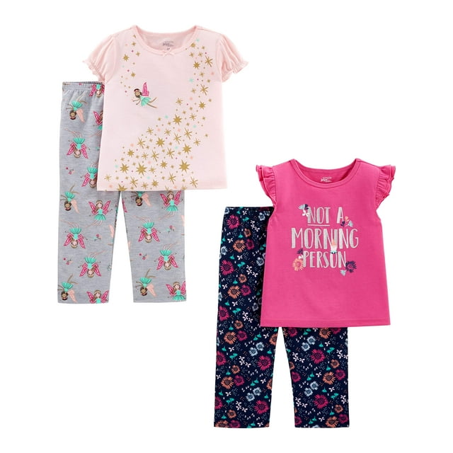 Conjunto de pijama Simple Joys de Carter's Toddler Girls, 4 piezas, 3T