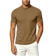 thumbnail image 7 of Mens Mock Neck T Shirts Short Sleeve Mock Turtleneck Undershirt Loose Fit Summer Casual Basic Tees Beige, 7 of 7
