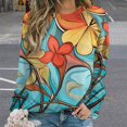 thumbnail image 2 of Abstract Flowers Womens Oversized Sweatshirts Hoodies Crewneck Casual Tops Comfy FallWinter Clothes 2024, 2 of 7