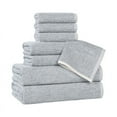 thumbnail image 2 of BNM Viscose Cotton Blend Textured Ribbed 8 Piece Towel Set, Denim Blue, 2 of 11