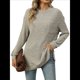 thumbnail image 1 of Camiseta de Larga con Cuello Redondo, Rayas, Color Liso y Abertura para Mujer, Otoño/Invierno 2025, con Bolsillo en el Pecho Albaricoque M, 1 of 9