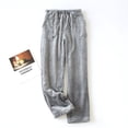 thumbnail image 1 of goowrom Women Winter Pyjama Trousers, Adults Casual Solid Color / Polka Dot Pants with Side Pockets Drawstring, 1 of 1