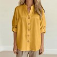 thumbnail image 2 of Njagoc3 Linen Button down Shirt Women Summer Fall Fashion Long Sleeve Cotton Gauze Tops Dressy Casual Work Blouse, 2 of 6