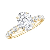 Rosec Jewels - 925 Silver Moissanite Ring for Women (D-VS1 Quality, 6X8 mm Oval) - 1 Ct Engagement Ring with Side Stones, US 7.00