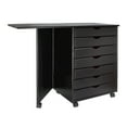 thumbnail image 5 of Jela Solid Wood 7 Drawer Gate Leg Roll Cart Desk in Black, 5 of 9