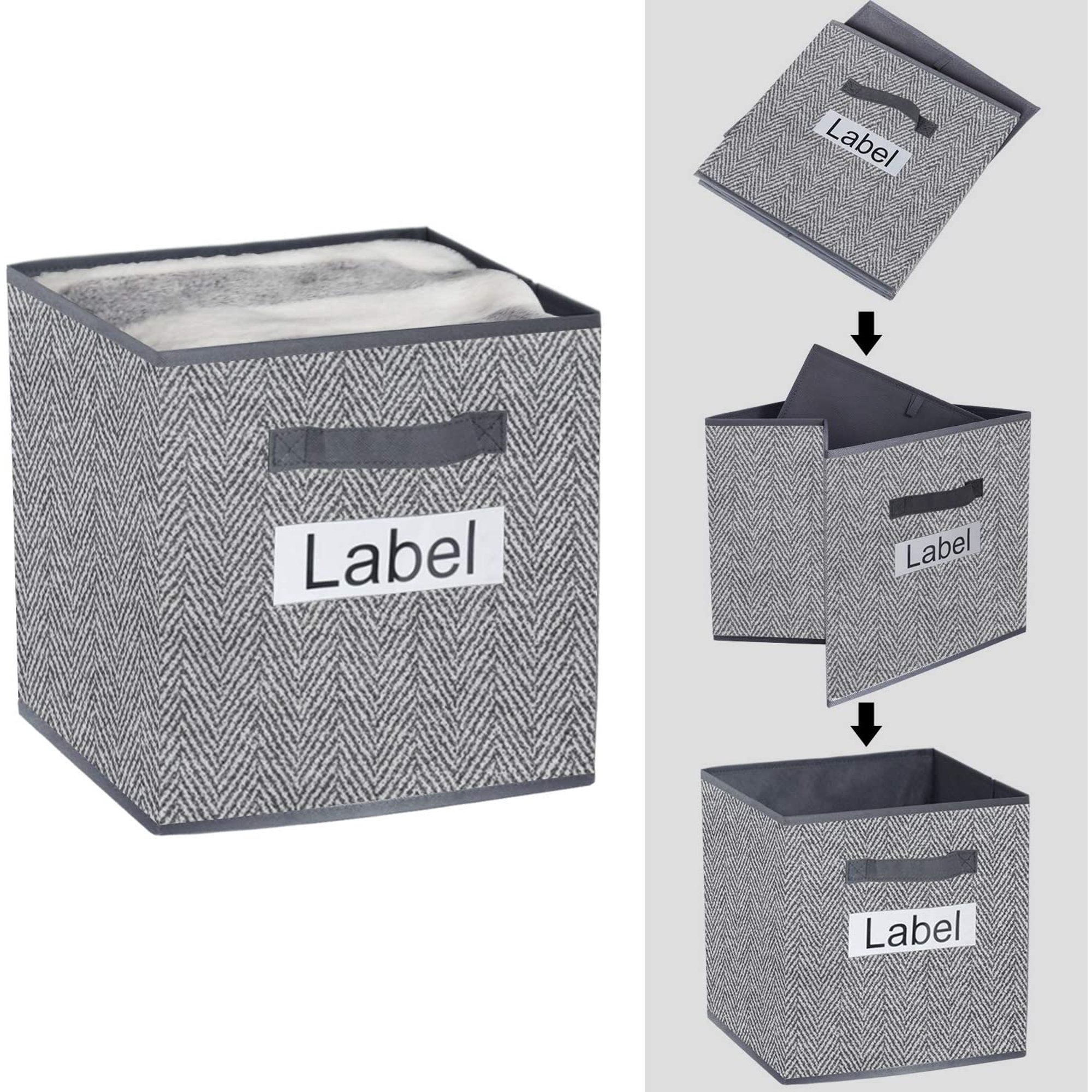 Cube Storage Bins 12x12, Foldable Fabric Closet Storage Bin Organizer Baskets Box with Labels and Durable Handles for Shelf,Nursery and Office,Set of ...