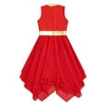 thumbnail image 6 of Zaldita Kids Girls Metallic Shiny Chiffon Praise Dance Dress Asymmetrical Hem Lyrical Ballet Modern Dance Costume Red 8, 6 of 7