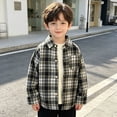 thumbnail image 2 of WXFAZCVU Boys Long Sleeve Plaid Shirt Button Down Shirts Soft and Comfortable Fall Jackets Size 5-6 Years, 2 of 4