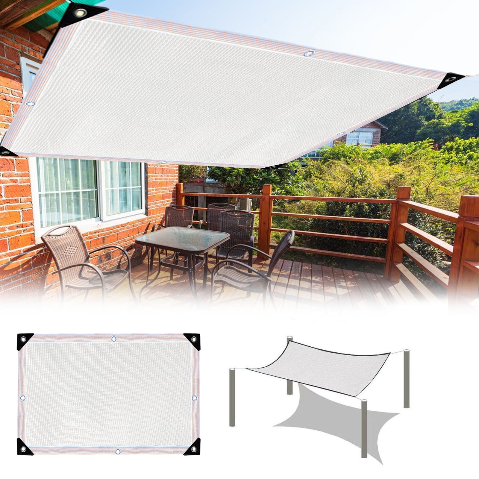 Qonioi Sun Shade Cloth, 90% UV Block Mesh Cover with Reinforced Grommets, High-Density Polyethylene Sunblock Net for Pergola Greenhouse Garden, Outdoor Patio Protection Windproof Tarp