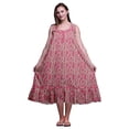 thumbnail image 1 of Bimba Robe de Nuit Mi-Mollet à Feuilles Roses pour Femmes, Coton Imprimé, Sans Manches, Maxi, Grande, 1 of 6