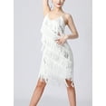 thumbnail image 5 of Doomiva Women's Sequins Tassel Dance 1920s Flapper Cocktail Party Dress Latin Ballroom Dance Dress Silver XXL, 5 of 6