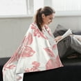 thumbnail image 6 of Pink Flower Beige Background Throw Blanket 60" x 90" Soft and Warm Blankets for Couch Sofa and Bed, 6 of 7