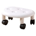 thumbnail image 1 of Tabourets Roulants Bas Ronds en Cuir Fuax Roue Universelle Petit Tabouret Pivotant à Roulettes Grande Capacité pour Maison Blanc, 1 of 4