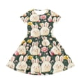 thumbnail image 3 of yuCgh Floral Easter Dress for Toddler Girls, Short Sleeve Summer Dress with Pocket, Casual Party Dress for Easter Day & Spring Outings,Army Green 110, 3 of 5