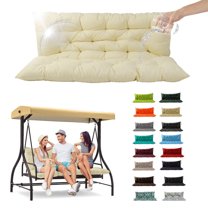 SDJPOI Porch Swing Replacement Cushion, 4" Thick Waterproof 2-3 Seater Bench Cushion with Backrest, Outdoor Swing Cushions for Outdoor Furniture（Ivory,60*40in）