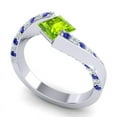 thumbnail image 2 of 1.20 Carat Sparkle Natural Diamond Peridot & Blue Sapphire Gemstone Engagement Ring for Women Solid 14K White Gold Size 7 by Diamond-Capitals, 2 of 8