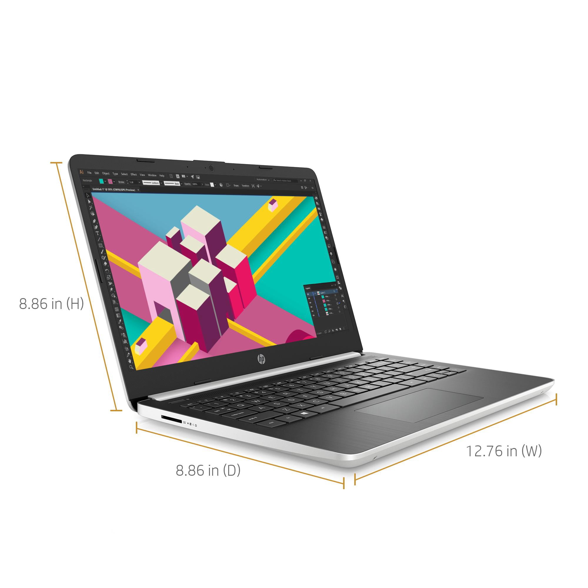 HP 14 Laptop, Intel Core i5-1035G1, 8GB SDRAM, 256GB SSD + 16GB Intel Optane memory, Natural Silver, 14-dq1039wm