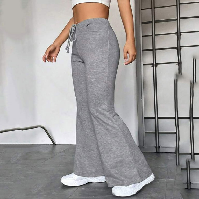 Nnhblu Women Bell-bottom Sweatpants, Long Yoga Trousers, High