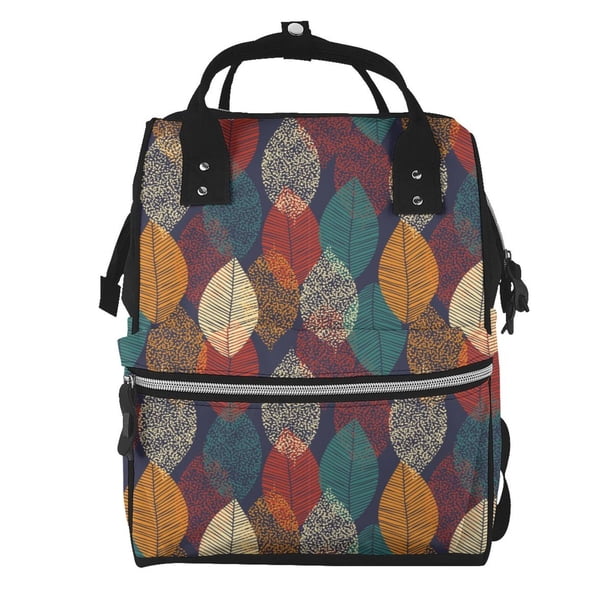Disketp Autumn Leaves Mochila de Pañales de Gran Capacidad con Múltiples Bolsillos, Mochila de Viaje Multifuncional para Bebé, Unisex, Moderna y Resistente