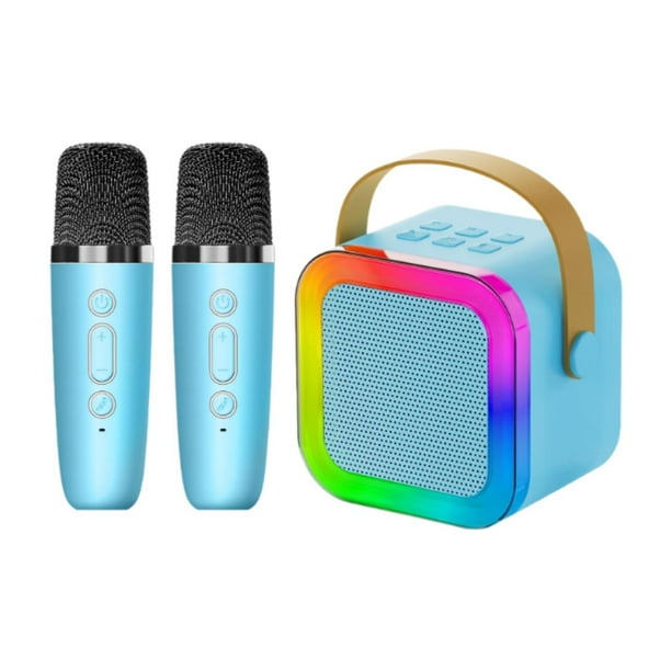 Máquina de karaoke para niños Toy KTV KTV Karaoke Stentador con luz para la familia Cumpleaños para bodas adolescentes niños y niñas azul