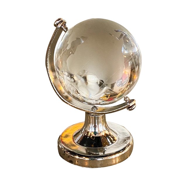 Mini globo de cristal, mapa del mundo redondo, bola de cristal decorativa, adorno de escritorio, decoración para el hogar y la oficina, globo terráqueo de cristal transparente para decoración de