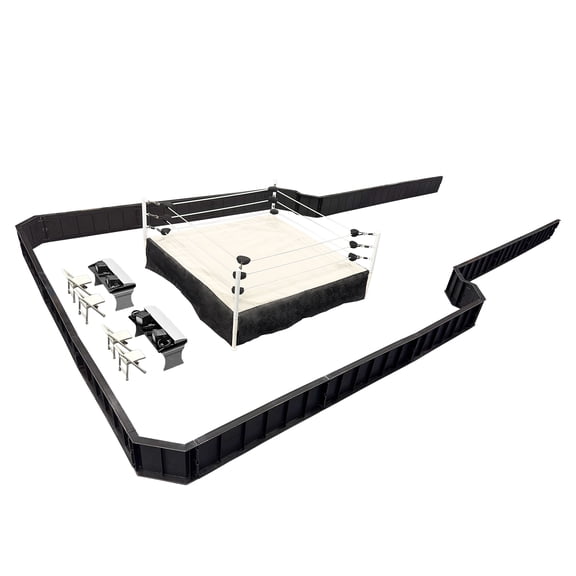 Ultimate Wrestling Ring Deluxe Playset with Barricade, Ring & Commentators Tables for WWE & AEW Wrestling Action Figures