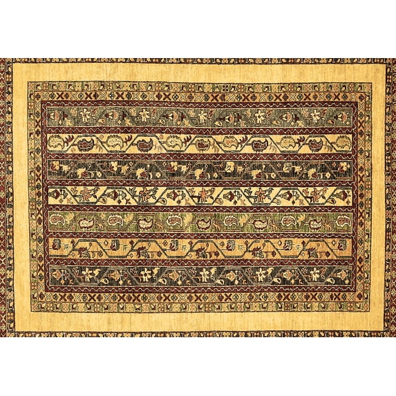 Ahgly Company Indoor Rectangle Abstract Brown Modern Area Rugs, 5' x 7'
