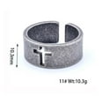 thumbnail image 2 of PAURO Men's Vintage Stainless Steel Ring Faith Hope Cross Ring Open High Polished Band Thumb Ring Band Punk Biker Retro Silver Size 6, 2 of 4
