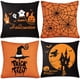 thumbnail image 1 of 4 fundas de almohada de Halloween, funda de almohada naranja y negra, decoración de funda de cojín para sofá cama de lino Happy Halloween (18 x 18 pulgadas) Ormromra Cojines, 1 of 8