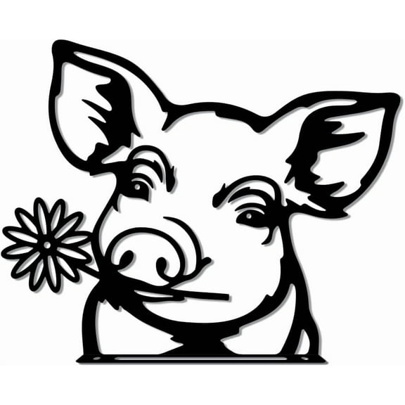 Pig Metal Garden Yard Art Decor Peeping Animal Statue Stakes Pig Farmhouse Backyard Hang Artwork Wall Decor Animal Silhouette Garden Fence Ornaments for Tree Wall Yard Patio Lawn Outdoor
