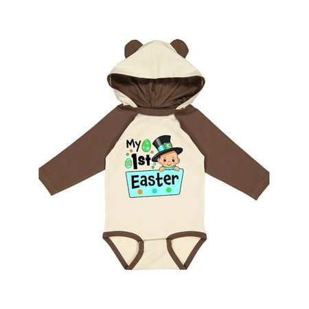 

Inktastic My First Easter- baby in top hat Gift Baby Boy or Baby Girl Long Sleeve Bodysuit