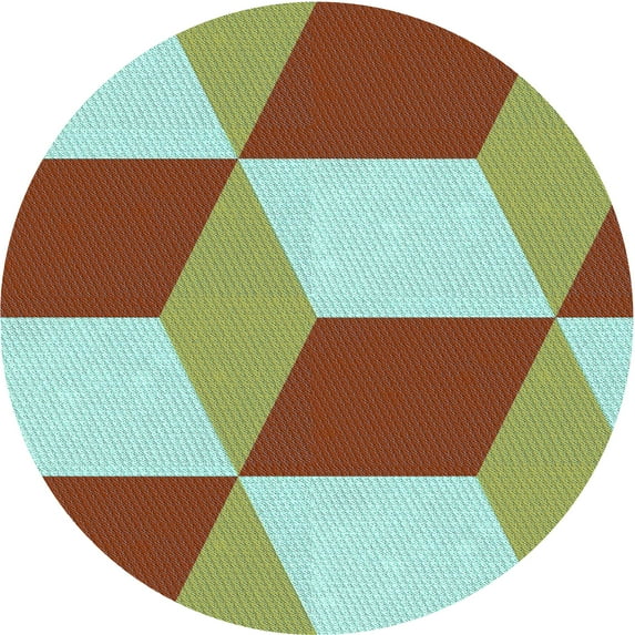 Ahgly Company Machine Washable Indoor Round Transitional Light Green Area Rugs, 8' Round